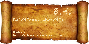 Belácsek Abdiás névjegykártya